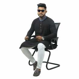 "Men's Regular Fit Panjabi  Collar & Calf Contrast"
